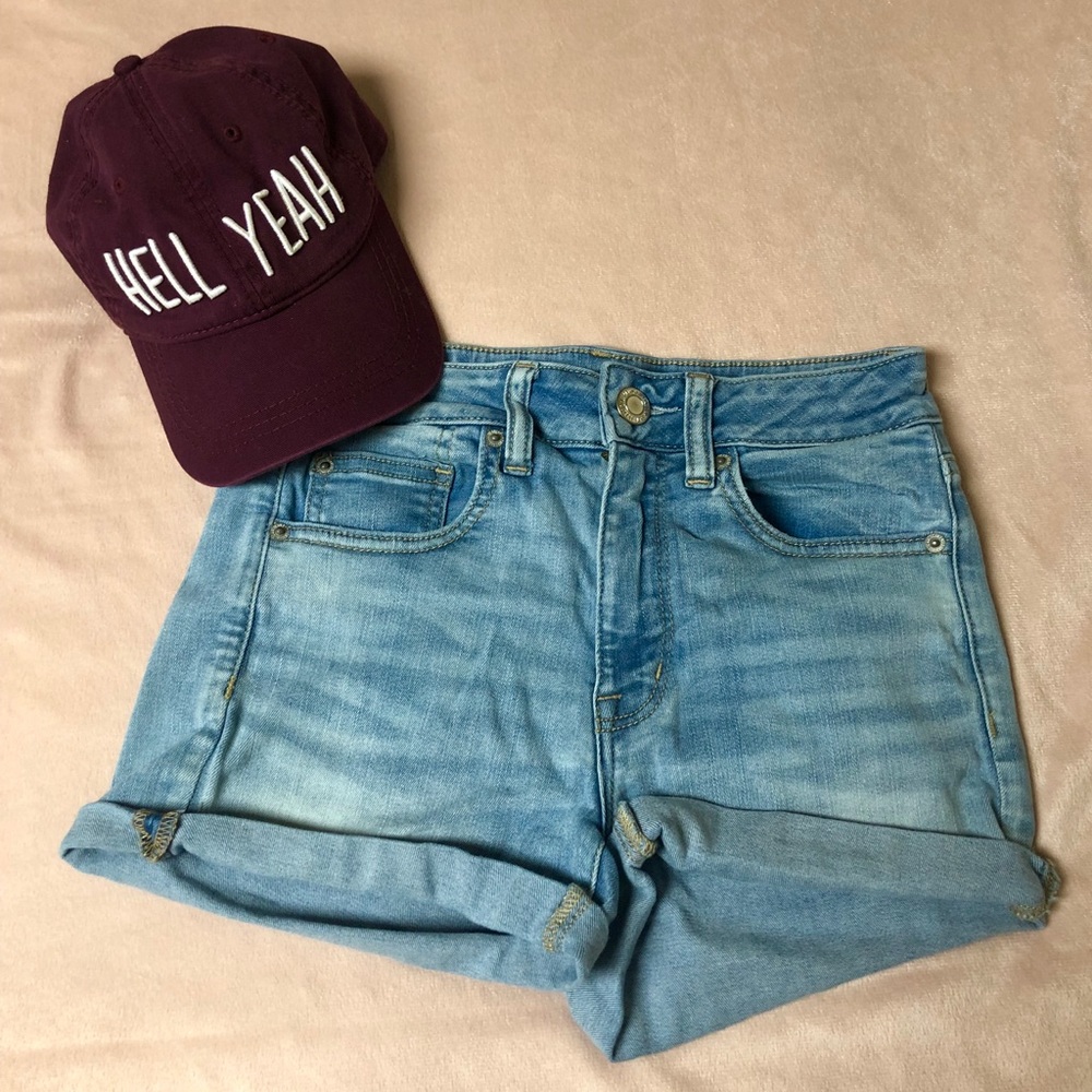 Light wash denim shorts